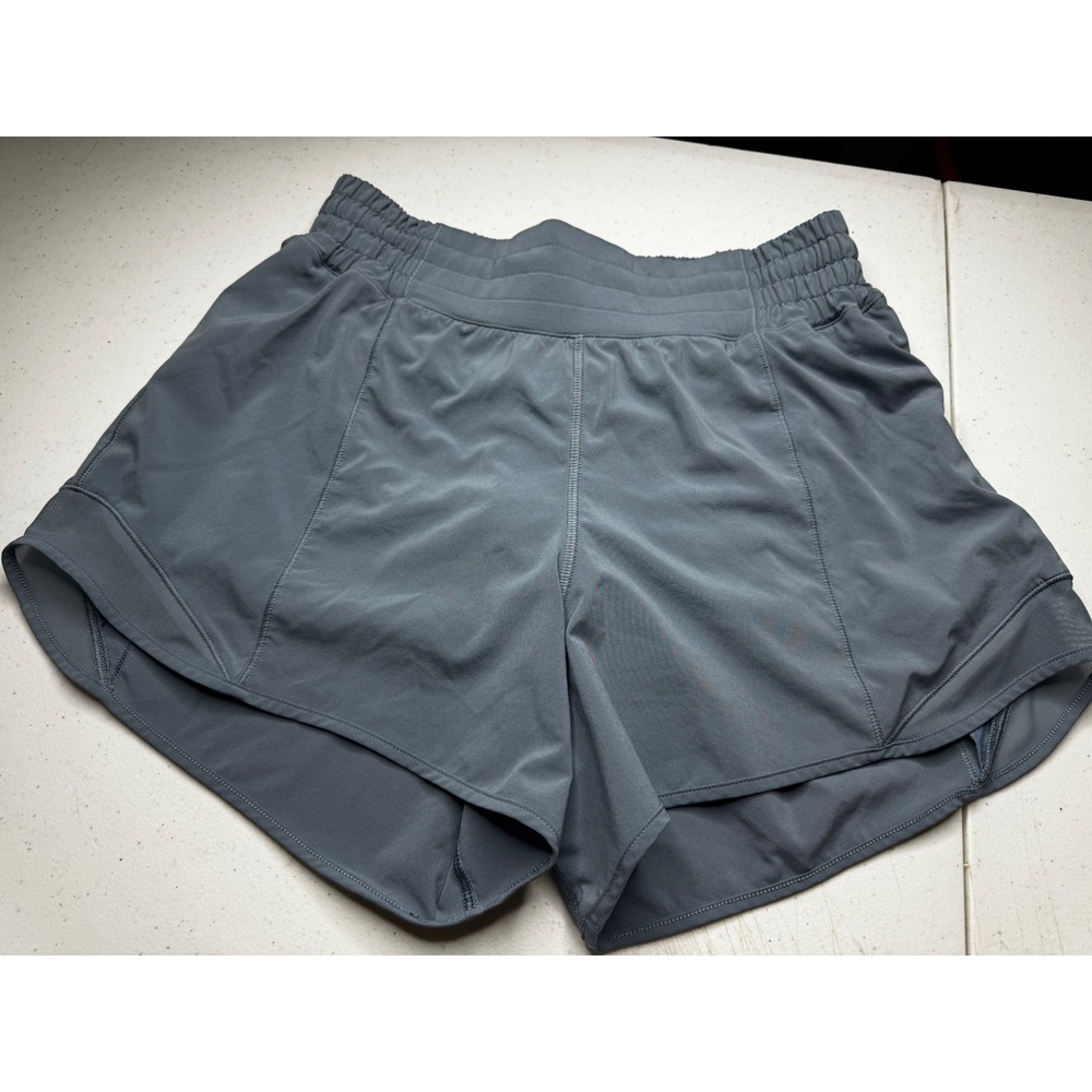Lululemon Hotty Hot High-Rise Lined Short 4 Inch Grey Blue LW7DJKS Size 6